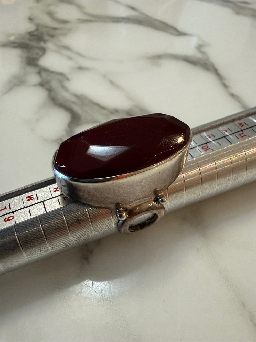 Sajen Sterling silver ring with red agate, size 8.